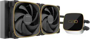Geometric Future Eskimo Junior - 240mm AIO CPU Liquid Cooler- Two RGB Squama 2503B Fan- Intel(r) LGA 1700, 1200, 115X, 2066, AMD(r) AM5, AM4 - Black- GEO-EJ-24B