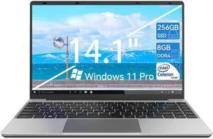 14.1 inch Laptop, 8GB RAM 256GB SSD, Win 11 Laptop with Intel Celeron N4020C(up to 2.8GHz), FHD IPS Display
