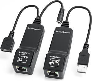 DriverGenius NT50 USB 2.0 Ethernet Extender over Cat5e/Cat6/CAT7 - USB Network RJ45 Extender Repeater up to 165ft (50M) Compatible for Win/Mac/Ubuntu (Driver Free Version)