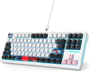 iTastatur 75 Percent Gasket Mounted Mechanical Keyboard Hot Swappable,Wired 87 Key TKL Mechanical Keyboard,RGB Backlit,Custom White Switch NKRO Gaming Keyboard Suitable for Win/Mac (Olivia)