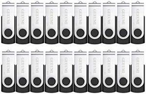 Flash Drive 2GB USB 2.0,20 Pack Swivel Memory Stick GEEUMI Bulk Thumb Drive,Pen Drives Jump Drive for Data Storage, File Backup(20 Pack,Black)