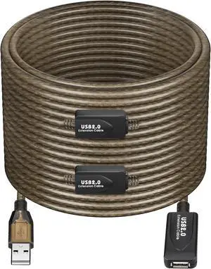 100FT USB Extension Cable, GGMTY USB 2.0 Type A Male to A Female Active Repeater Extension Cable 100ft, High Speed 480 Mbps