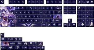 Glacier Genshin Impact Keycaps Full Set for Mechanical Keyboard, Cherry Profile PBT Dye-Sublimation, Compatible with 60%/65%/75%/80%/96%/100% Layout, Free Keycaps Puller Included (Raiden Shogun)