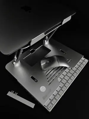 Goddrum The Laptop Stand Includes a Wireless Keyboard, Wireless Mouse, and 5-in-1 USB Hub, Compatible with All Kinds of Laptop Ipad and is Ideal for MacBooks and notebooks to fit All Screen Sizes