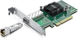 10GBASE-T Transceiver with 10Gb SFP+ PCI-E Network Card, 10G NIC Compare to Intel X520-DA1, 10G SFP+ to RJ45 Module Compatible with Intel and more, reach 30m over cat6/7
