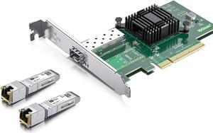 2pcs 10Gb SFP+ RJ45 Transceiver with 10G Network Card, 10Gbase-T Moudle for Cisco, 10G Single SFP+ NIC Compare to Intel X520-DA1, Support Windows, Linux, Vmware