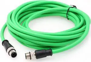 HangTon Ethernet Sensor Vision Camera M12 4 Pin D Code to M12 4 Pin D Coded Cable for Baumer Encoder Industrial Automation PLC Network 5m