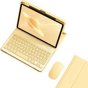 KMXDD Keyboard Case Mouse Compatible with iPad Mini 7th Generation A17 Pro 2024, iPad Mini 6 2021 Case with Keyboard Mouse Support Pencil Charging Color Keys Removable Bluetooth Keyboard,Yellow