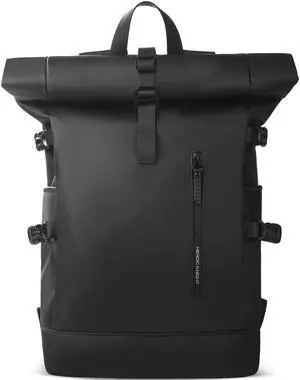 Rolltop Backpack with Laptop Compartment for 15.6 Inch Computer, Waterproof Anti-Theft Laptop Backpack for Men and Women, Expandable 18-27L Roll Top Backpack for Work Business Travel College -Black