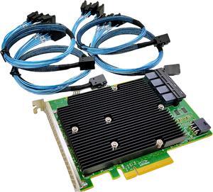 16 Port HBA Card SAS Controller PCI-E 12Gbps Host Bus Adapter 9300-16I IT Mode ZFS FreeNAS unRAID JBOD + 4 * 3.3FT 8643 SAS to SATA Cable