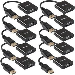 Anbear DisplayPort to VGA Adapter, Display Port to VGA Converter Gold Plated (Male to Female) for DisplayPort Enabled Desktops and Laptops to VGA Converter Connect Displays... (10Pack, DP)