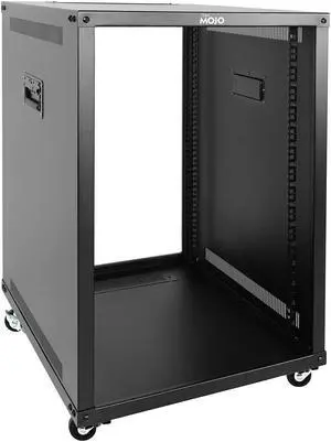 Tecmojo 15U Portable Rolling Network Rack, 4-Post Mobile Open Frame Server Rack with Wheels, Free Standing Server Cabinet for Computer/Data/AV/IT Equipment/Network Equipment