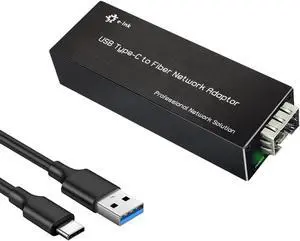 Throncom USB3.0 Type C to Fiber Network Adaptor 100/1000base-X USB to Open SFP Gigabit Network Card Compatible Windows Server/Windows/Linux/Mac OS Compact NIC Network Adapter