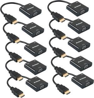 Anbear HDMI to VGA Adapter with Audio(10 Pack), Gold-Plated VGA to HDMI Adapter (Male to Female) Compatible for Computer, Desktop, Laptop, PC, Monitor, Projector, HDTV, Chromebook,Roku, Xbox and More