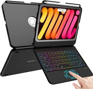 TaIYanG Keyboard Case for iPad Mini 6, 7 Color Backlit Trackpad Keyboard Case for iPad Mini 6th Generation 2021 8.3-inch, 360deg Rotatable Protective Slim Cover for iPad Mini 6th Gen 2021 Tablet