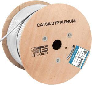 Cat6A Plenum (CMP), 1000ft, 23AWG | 100% Solid Bare Copper | Unshielded Twisted Pair (UTP) Bulk Ethernet Cable, Available in Blue, White & Black Color (White)