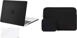 MOSISO Plastic Hard Shell Case & Sleeve Bag Compatible with MacBook Pro 13 inch 2020 2019 2018 2017 2016 Release A2338 M1 A2289 A2251 A2159 A1989 A1706 A1708, Black
