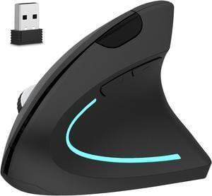 Delton Ergonomic Vertical Mouse - 6 Buttons Design - 2.4 GHz USB Unifying Receiver - AAA Battery Operated - Compatible with PC, Mac, Laptop, Chromebook - Black