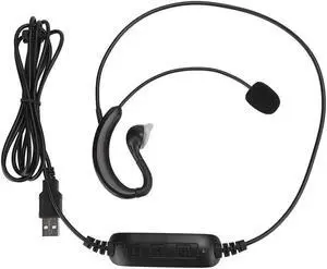 USB Headphone, Ear Hook Type Headset USB Single Wire Headphone Computer Notebook Accessory for Skype//MSN, USB Headset for Desktop Computers Notebooks