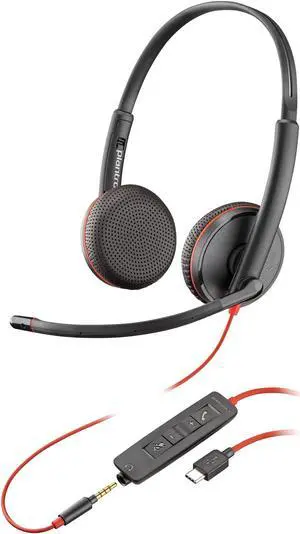 Poly Blackwire 3225 Wired Headset (Plantronics) - Noise-Canceling Mic  Stereo Design - Connect to PC/Mac/Mobile via USB-C, USB-A, or 3.5mm - Works w/Teams, Zoom - Amazon Exclusive
