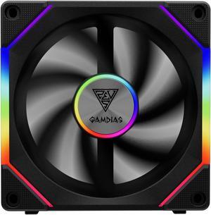 GAMDIAS Cabless 120mm ARGB PWM Case Fan, 2 Blades in 1 (Standard & Reverse Blades), Sync w/RGB Mobo, Easy Installation & Cabless Daisy Chain Design