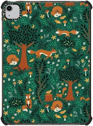 CASETiFY Impact Case for iPad Air 10.9" (4th/5th Gen) - Foxes in an Emerald Forest - Clear Black