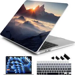 Batianda Premium Case for New MacBook Air 15 inch 2024 2023 with M3/M2 Chip Model A3114/A2941, Designed Protective Plastic Hardshell & Keyboard Cover & Screen Protector, Sunrise