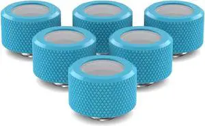 PrimoChill 16mm OD Rigid SX Fitting - 6 Pack - Sky Blue