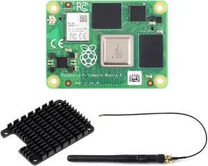 Waveshare Pi Compute Module 4 Comes with an Official Raspberry Pi CM4101032 (with Wireless, 1GB RAM, 32GB eMMC Flash), an Antenna Kit and a HEATSINK(3 Items)