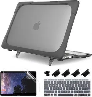 Batianda for Previous MacBook Pro 16 Case Model A2141 2019 2020 Release, Heavy Duty Shockproof Hard Shell Protective Cover Fold Kickstand+Keyboard Cover+Screen Protector for Pro 16 inch Touch Bar,Grey