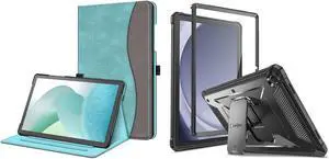 Fintie Case for Samsung Galaxy Tab A9 Plus 11 Inch 2023 Model (SM-X210/X216/X218), Multi-Angle Viewing Protective Cover with Pocket + Tuatara Rugged Unibody Hybrid Bumper Kickstand Cover