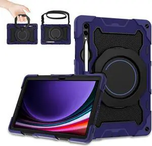 ROISKIN Case for Samsung Galaxy Tab S10+/S9 FE+/S9+ Plus 12.4" 2023, Heavy Duty Shockproof Protective Case with Screen Protector, Stand, Handle,Shoulder Strap and Pen Holder