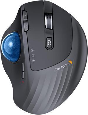 ProtoArc Wireless Trackball Mouse EM01 NL Ergonomic Bluetooth Rollerball Thumb Mouse Rechargeable Computer Laptop Mouse Adjustable Angle  3 Device Connection for PC Mac WindowsBlue Ball