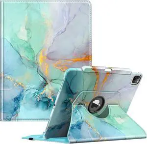 Fintie Rotating Case for iPad Pro 12.9-inch 6th Generation 2022-360 Degree Swiveling Protective Cover with Pencil Holder, Auto Sleep/Wake, Also Fit iPad Pro 12.9" 5th/4th/3rd Gen, Emerald Marble