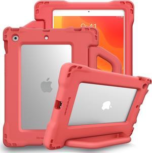 Brenthaven Edge Bounce Case Fits iPad 9th | 8th | 7th Generation (10.2-inch) Kids Carry Stand Protective Cover - Durable, Slim, Lightweight and Drop Tested Touch ID Compatible - Coral Pink