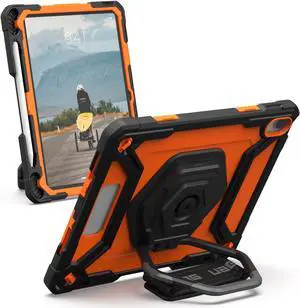URBAN ARMOR GEAR UAG Designed for iPad 10.9" 10th Gen 2022 Case w/Built-in Screen Protector, Kickstand, Hand Strap Rugged Transparent Clear Military Grade Protective Cover Plasma Orange/Black