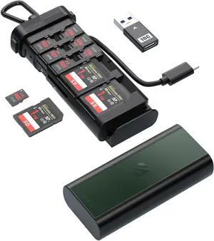 Freewell USB 3.2 Duo Card Reader: SD & Micro SD Dual Slot Reader with Storage Compartment Designed for Professional Photographers and Videographers
