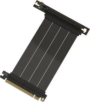 LINKUP - AVA5 PCIE 5.0 Riser Cable | RTX5090 RX9070 GPU Ready | x16 128GB/s Speed | Compatible with PCIe 4.0 & WRX80/WRX90E | Right Angle, Black 15cm (Total Length 19cm)
