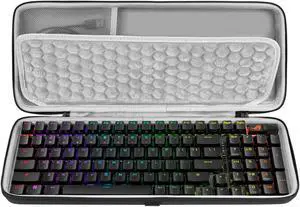 GEEKRIA 90%-96% Keyboard Case, Hard Shell Travel Carrying Bag for 100 Keys Computer Mechanical Keyboard, Compatible with RK Royal KLUDGE RK100, ASUS ROG Strix Scope II 96, Keychron Q5/ V5/ K4.