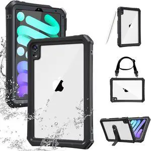 AICase iPad Mini 6 2021 (6th Generation) 8.3 Inch Waterproof, Dustproof, Shockproof Case Cover with 360 Full-Body Protection, with Lanyard and Kickstand
