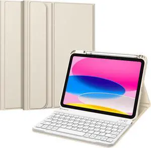 Fintie Keyboard Case for iPad (A16) 11th Generation 11 Inch (2025), iPad 10th Generation 10.9 Inch (2022) - Soft TPU Back Cover with Magnetically Detachable Bluetooth Keyboard, Starlight