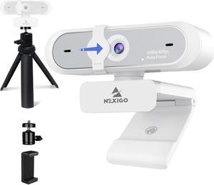 NexiGo 1080P Webcam Kits, N660P (Gen 2) 1080P 60FPS Webcam with Software Control, Dual Microphone & Cover, Autofocus, Lightweight Mini Tripod, for OBS/Zoom/Skype/FaceTime/Teams/Twitch