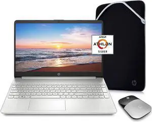HP 15.6" HD Laptop Computer 2022, AMD Athlon Silver 3050U (Beats i3-7100U) Up to 3.2GHz, 16GB RAM, 512GB SSD, Webcam, USB-C, Wins 10 W/ 1 Year of Microsoft365, Mouse, Sleeve (Silver)