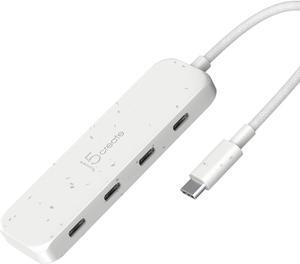 j5create 4-in-1 USB-C to 4-Port Type-C Hub(Eco-Friendly), USB-C Hub with 10 Gbps USB-C | Compatible with MacBook Pro, MacBook Air, iPad, Mac Mini and More Type C Devices and More(JCH345EW)