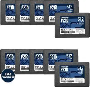 Patriot Memory P210 SATA 3 512GB SSD 2.5 Inch Internal Solid State Drive Bulk Packaged 10 Pack - P210S512G2510B