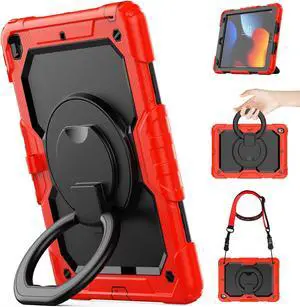 Timecity Case for 9th/ 8th/ 7th Generation 10.2 inch (Case for 9/8/ 7): with Strong Protection, Screen Protector, Handle, Shoulder Strap, 360° Rotating Stand, Pencil Holder - Red