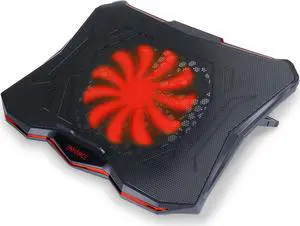 ENHANCE Cryogen 5 Gaming Laptop Cooling Pad Stand - Laptop Cooler with 7 Adjustable Height Settings & Dual USB Ports up to 17 inches - 1 Ultra Quiet High Performance LED Fan 800 RPM - Red