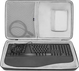 Geekria Hard Shell Travel Carrying Keyboard Case, Compatible with Microsoft Ergonomic/Ergonomic Desktop/ 3ra00022 Keyboard (LXM-00004), Ergonomic Keyboard and Mouse Combo Case (Dark Grey)