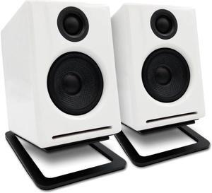 Audioengine A2 White Bluetooth Speakers and DS1M Metal Stands