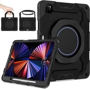ROISKIN for iPad Pro 12.9 inch Case (6th/5th/4th/3rd generation)with Screen Protector for Kids, 360 Kickstand,Handle, Pencil Holder,Shoulder Strap[15ft Drop Protection]Heavy Duty Rugged 12.9 iPad Case